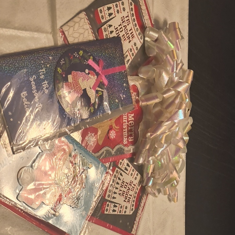 Festive Holiday Card Set with Ribbon